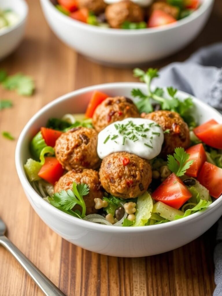 GREEK MEATBALL BOWL – Healthy & Nutritious