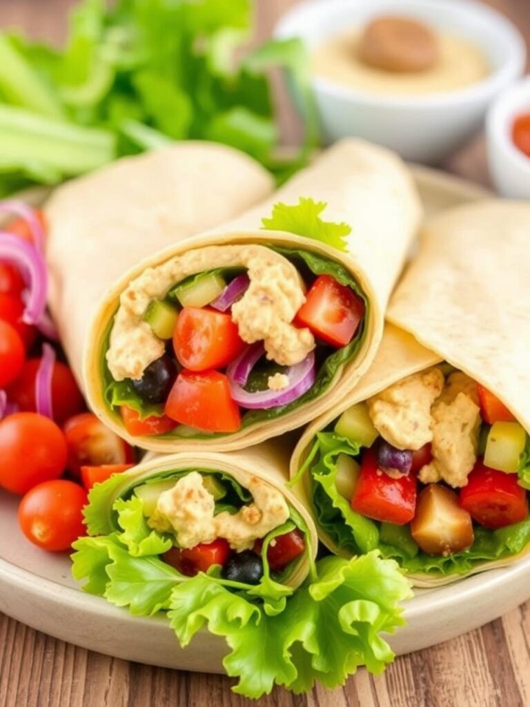 Healthy Hummus Veggie Lunch Wraps