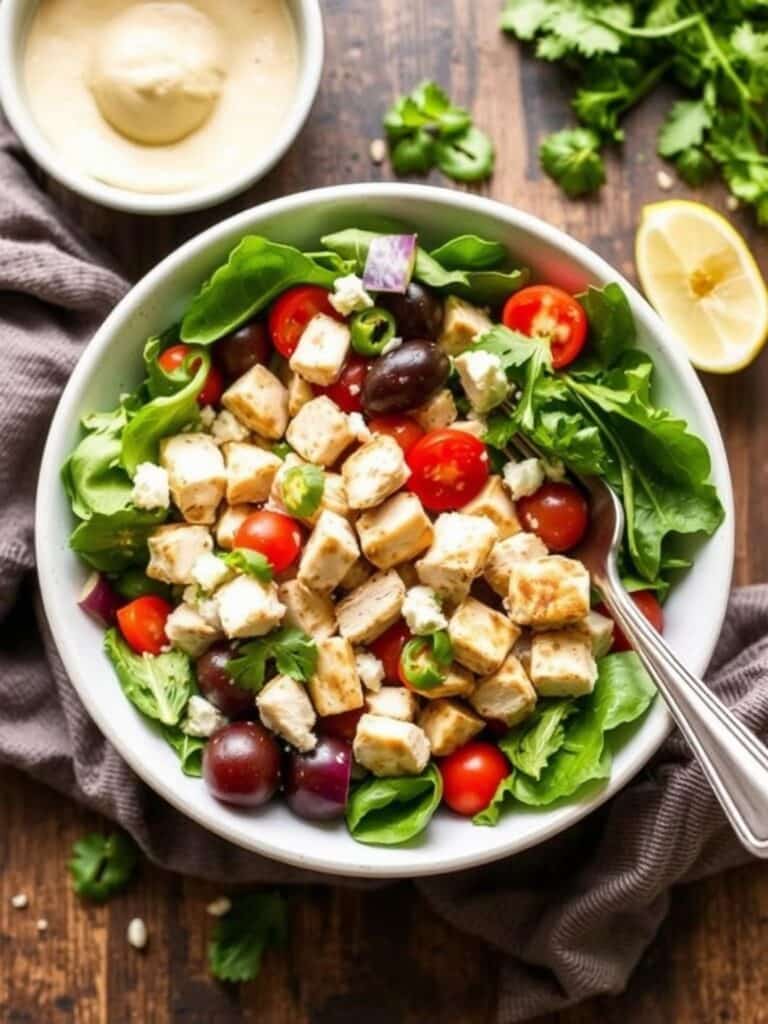 Fast Greek Chicken Salad Bowls