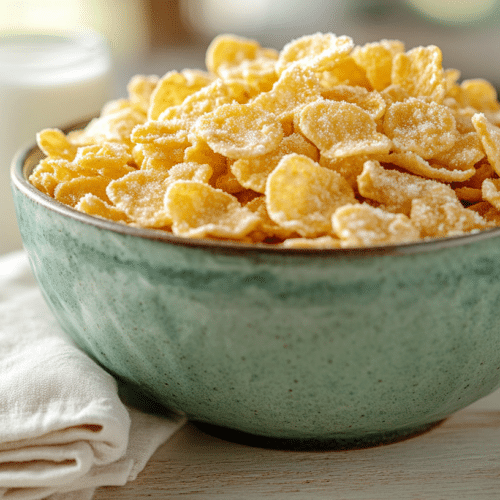 Are frosted flakes low FODMAP — Monash-certified bowl with lactose-free milk ready to eat