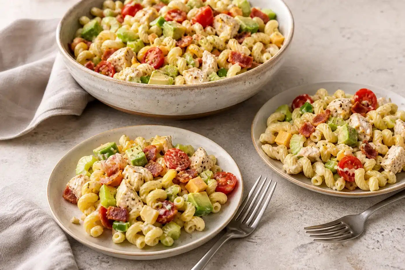 The Ultimate Chicken Club Pasta Salad 8 serving chicken club pasta salad