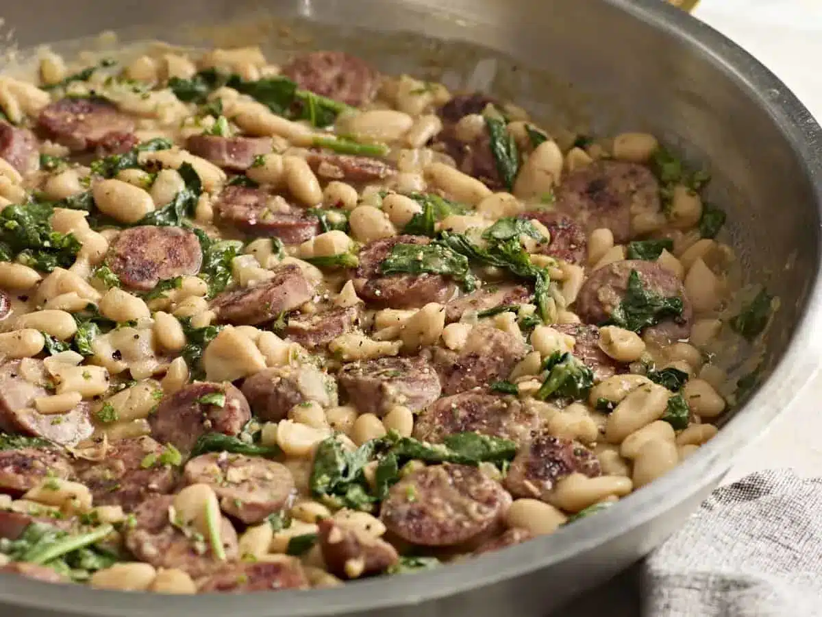 Chicken Sausage White Bean Skillet Recipe 9 chicken sausage white bean skillet 2